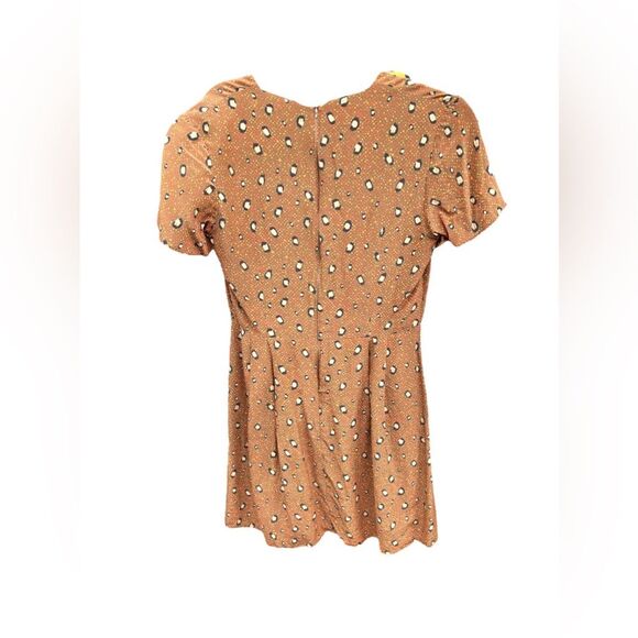 Slate & Willow Dress Leopard Dot Brown Short Sleeve Womens Medium 8 10 $295 V - Picture 6 of 7